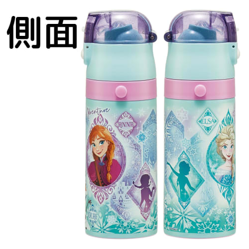 Skater Children's Water Bottle, 2-Way, Straw/Cup/400ml Capacity, Disney Frozen Design, Size 25, Girls', Stainless Steel, Lightweight, Insulated, Small