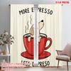 2pcs 2D Flat Printing Window Curtains More Espresso Less Depresso Fabric Without Electricity Festive Wall Decor for Holiday