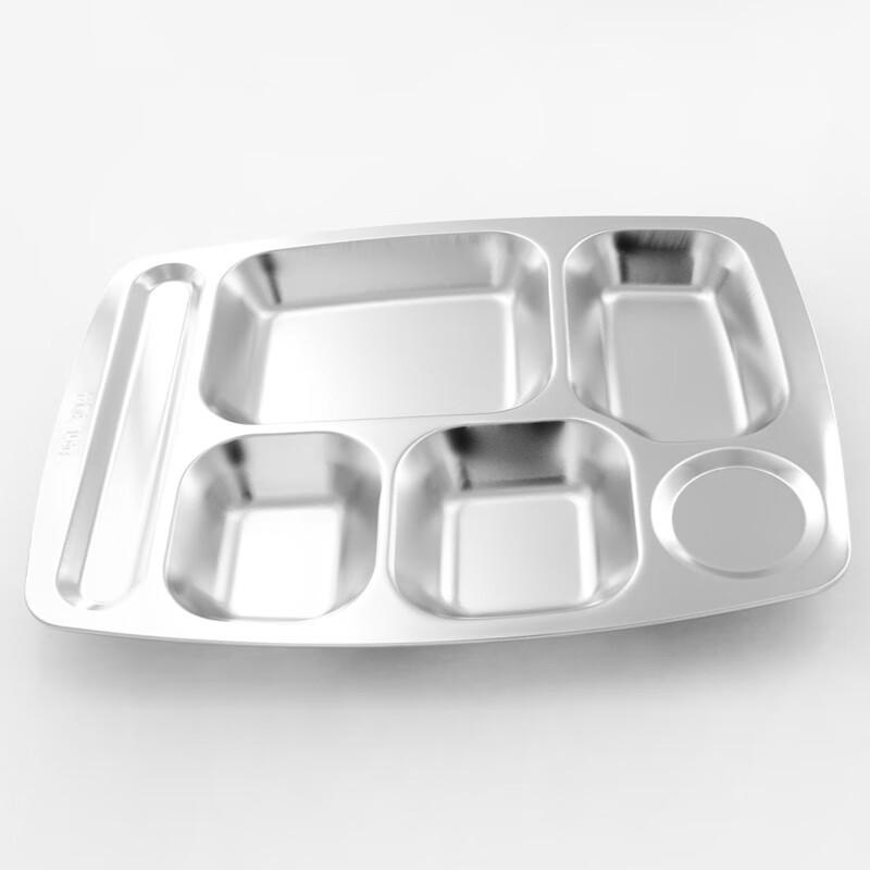 

304 Stainless Steel 6-Compartment Divided Meal Tray (10-Pack)