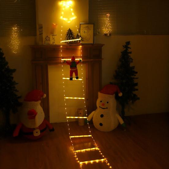 LED Christmas String Lights Santa Claus Decorative Ladder Lights 8 Modes Timer Memory Function Xmas Outdoor Indoor Decorations Waterproof Fairy Lights