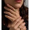 Yhpup Size 7 Glossy Stainless Steel Cubic Zirconia Golden Ring 18K PVD Plated Texture Metal High Quality Finger Jewelry Gift