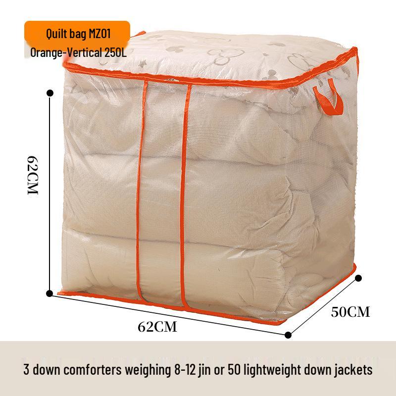 Large Capacity Transparent Quilt Storage Bag - Dustproof & Moistureproof Organizer for Bedroom & Dormitory.