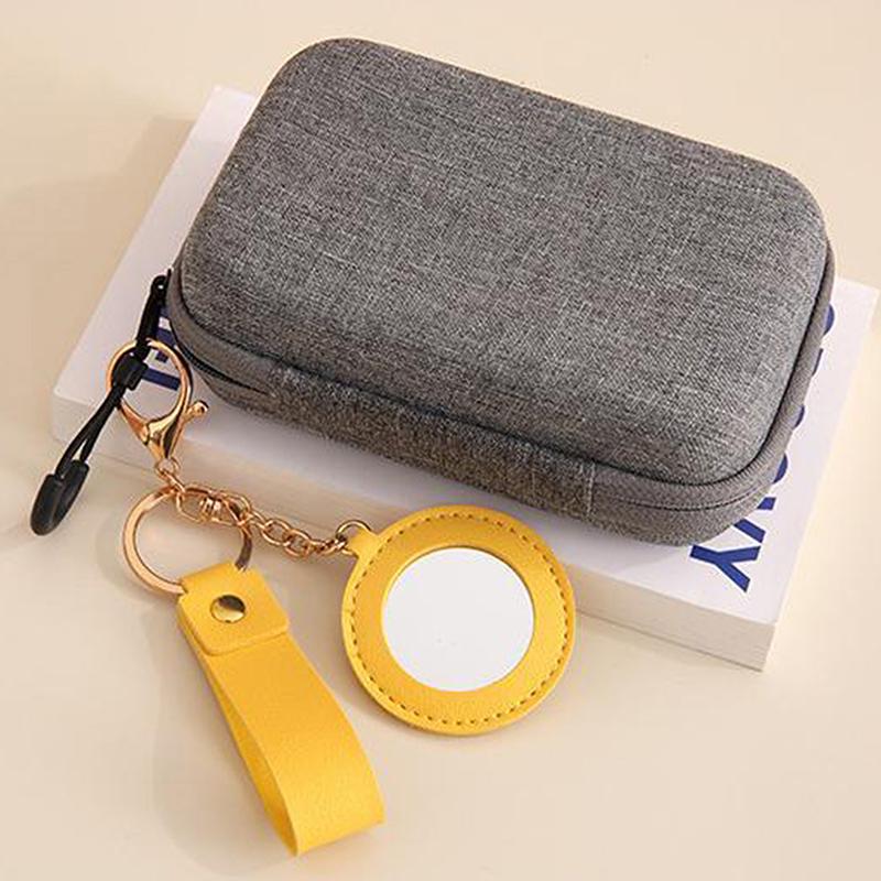 Creatieve PU Leer Bloem Hart Ronde Vorm Sleutelhanger Mini Make-up Spiegel Tas Hangend Ornament Auto Bedeltje Voor Vrouwen Meisjes Cadeau