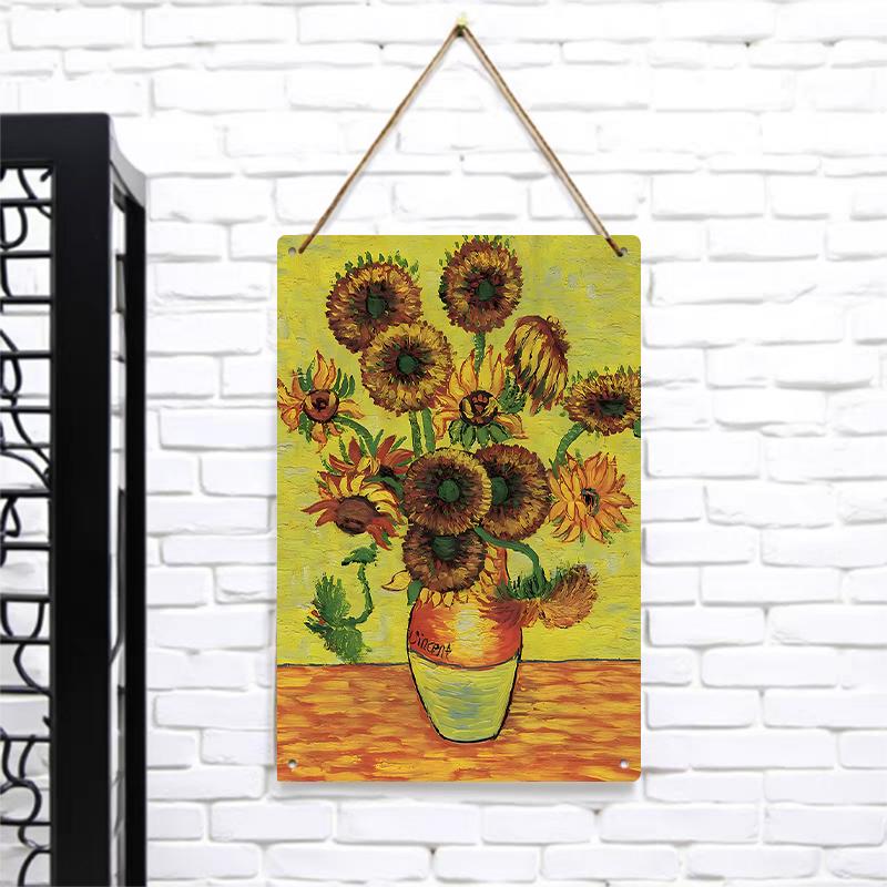 Van Gogh Sunflower Oil Painting Custom Metal Wall Art Living RoomHome Decorative Hanging Painting