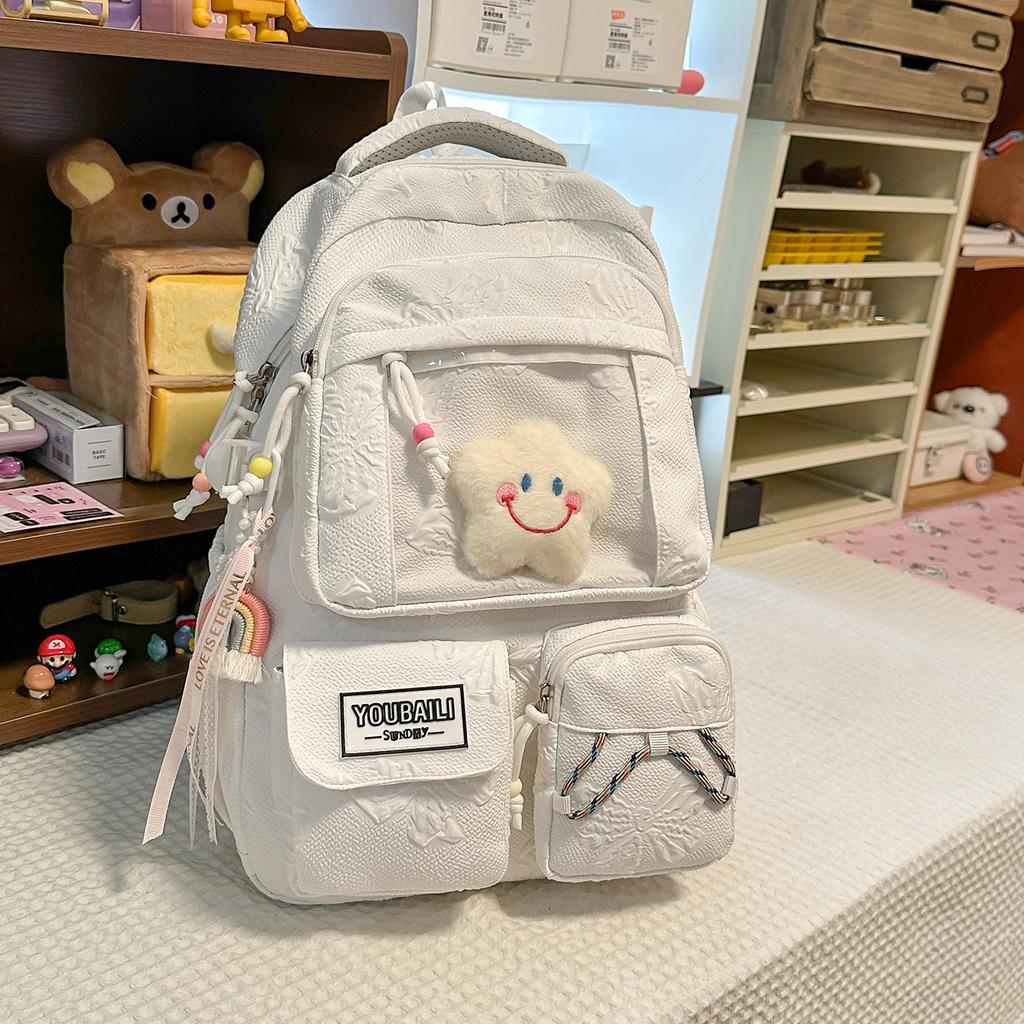 Schoolbag New Fashion Versatile School Bag Female Junior High School Student High Value Cute Backpack Pain Bag Large Capacity Backpack Bag
