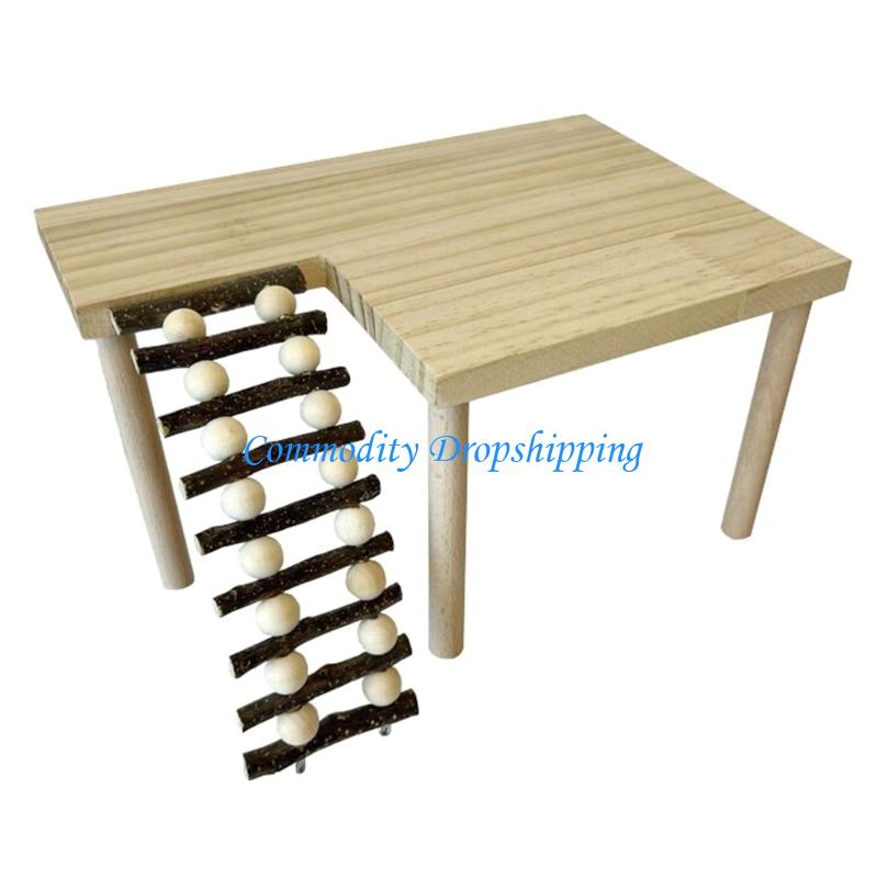 

Y5JC Wooden Hamster Climbing Platform Ladder for Small Pet Cage Corner Accessories