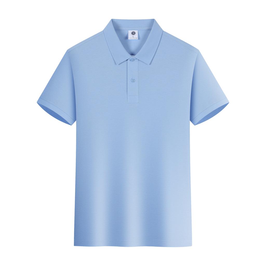 Summer Pure Cotton POLO Shirt Short-sleeved T-shirt Heavy Solid Color 220g Simple Lapel Top for Men and Women