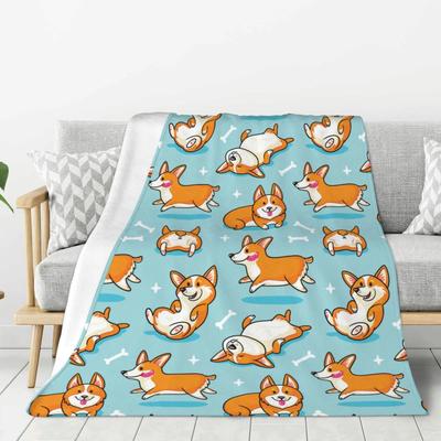Funny Pet Dog Corgi Blanket Soft Cozy Throw Blanket Super Plush Warm Lightweight Fleece Flannel Blanket Gift for Dog Lover Girl