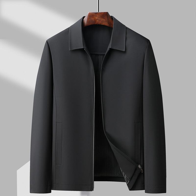 

Весенне-осенняя куртка, куртка папы, мужской лацкан, мужской топ для среднего и пожилого возраста 4XL чёрный