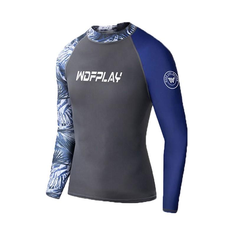 Mens Long Sleeve Rash Guard UPF 50 Quick Dry Swim Shirt Snorkeling Surfing Diving Water Sports