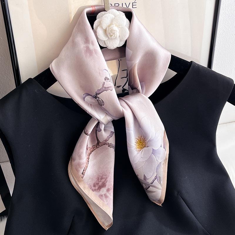 

100% Real Silk Scarf Women Square Floral Shawls Wraps Ladies Foulard Scarves Pashmina Neckerchief Female Hijab Bandana Kerchief Real Silk 53x53cm