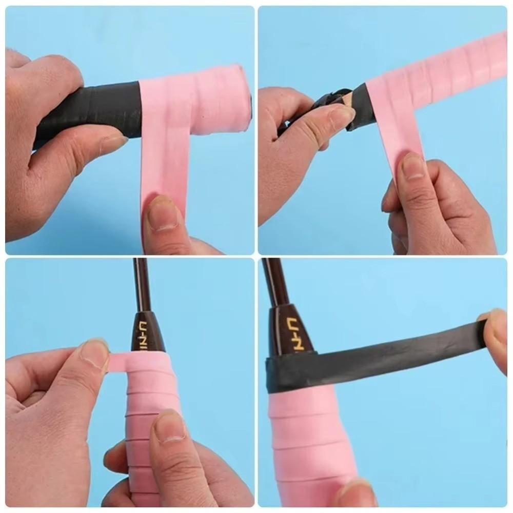 PU Badminton Handle Wrap Tape Sweat-absorbent Non-slip Badminton Racket Handle Grip Thicken Shock-absorbing Grip Tape