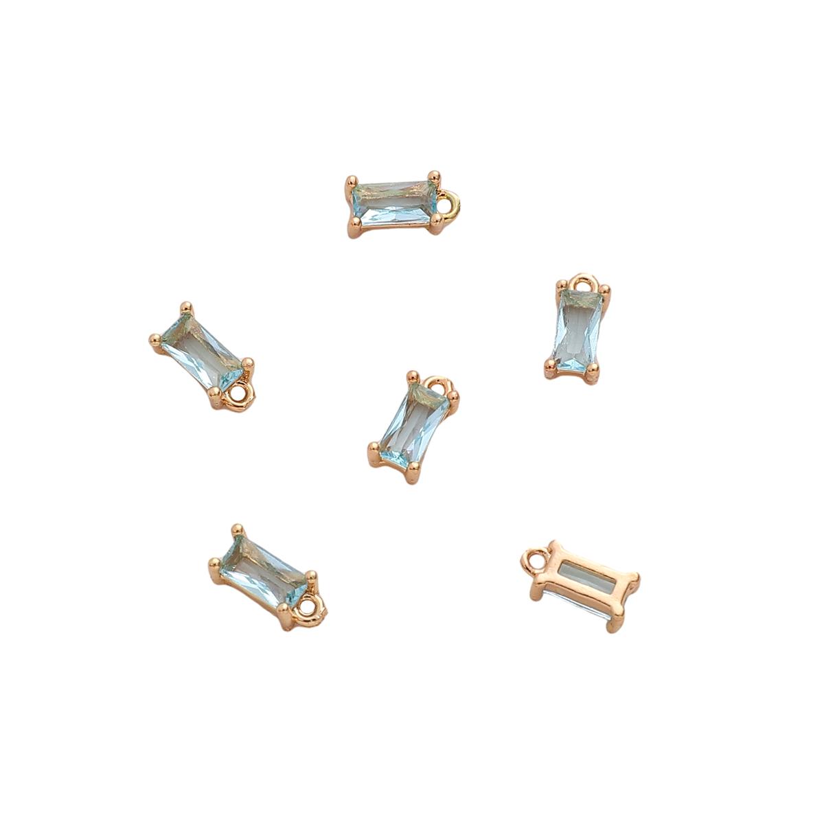 

2 шт медный прямоугольный цветной циркониевый подвесной кулон для самостоятельного изготовления ювелирных изделий, аксессуары для рукоделия 4x8mm бирюзовый