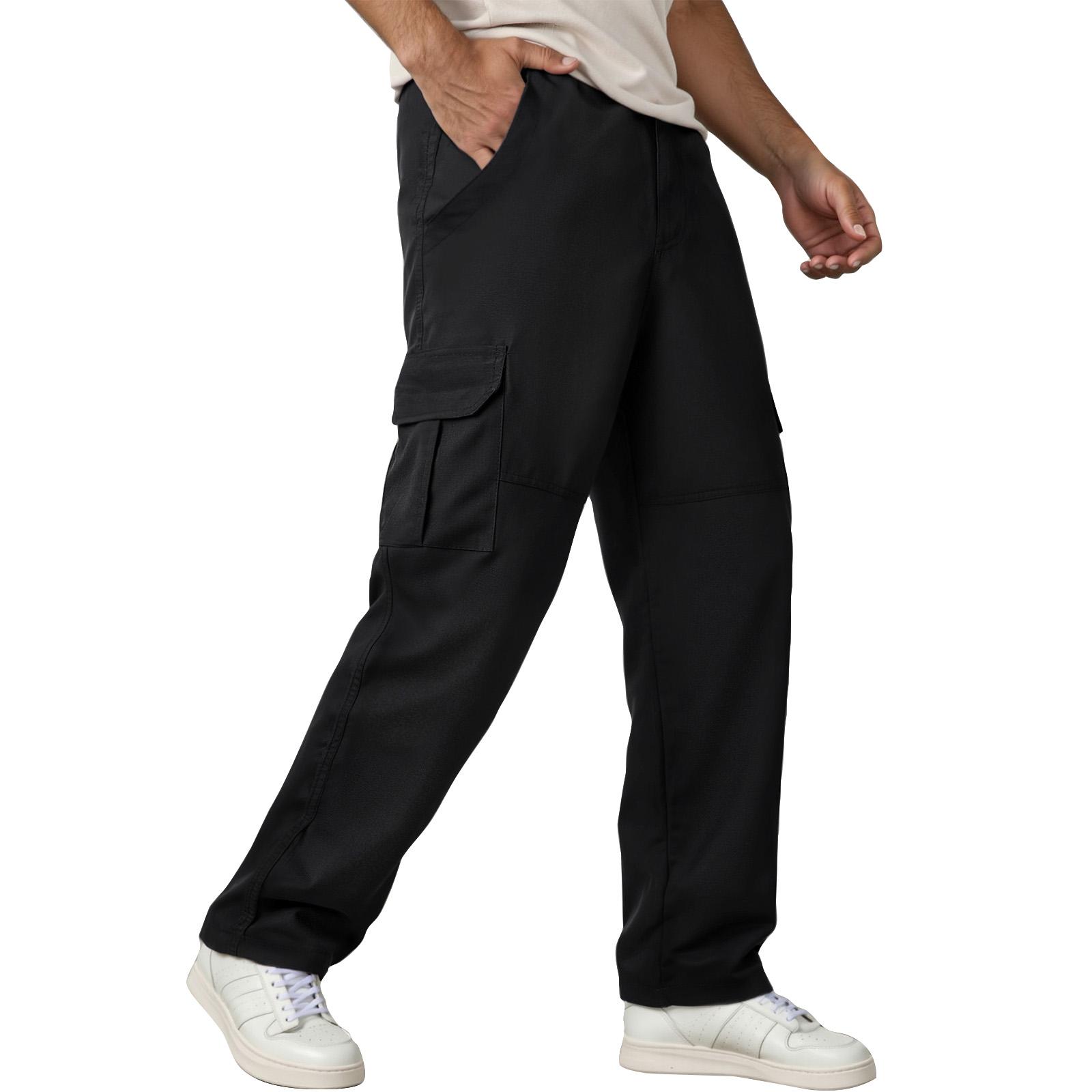 

Мужские однотонные повседневные брюки Мужские повседневные модные комбинезоны с несколькими карманами XXL чёрный