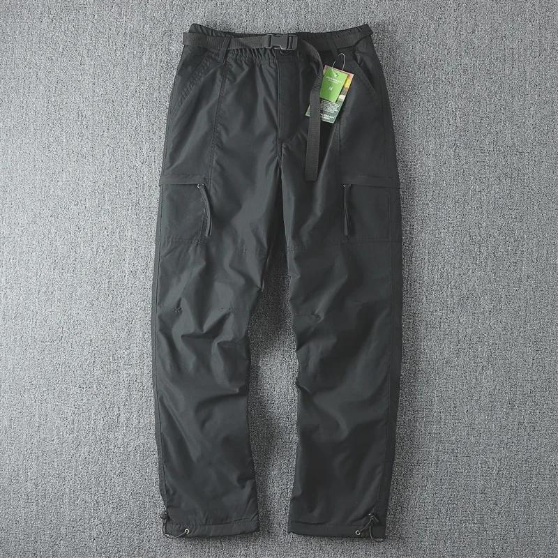 Men's Windproof & Waterproof Outdoor Soft Shell Pants, Warm Velvet-Lined, Multi-Pocket, Casual Straight-Fit for Fall & Winter.