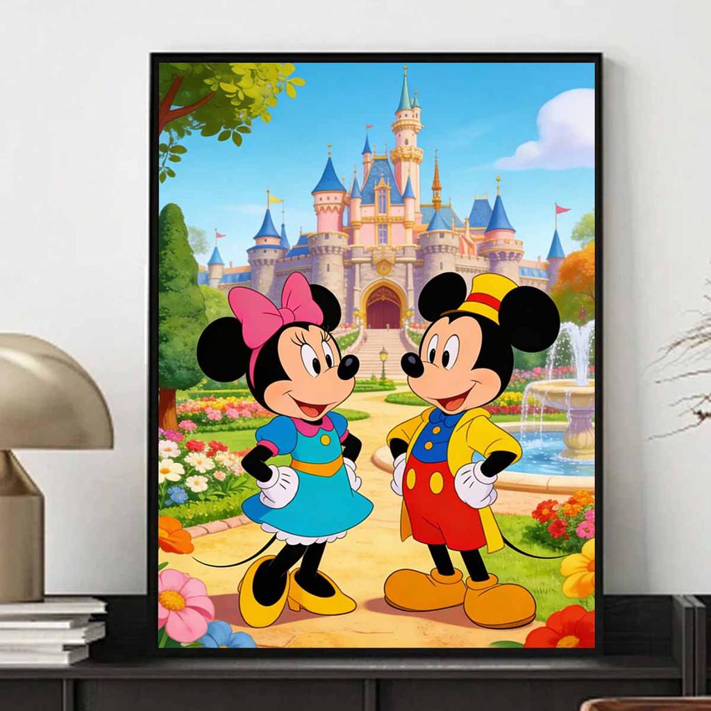 Disney Mickey Mouse and Minnie Mouse Castle Diamond Painting Handmade Diy Mosaic Art Painting Kit Home Decoration