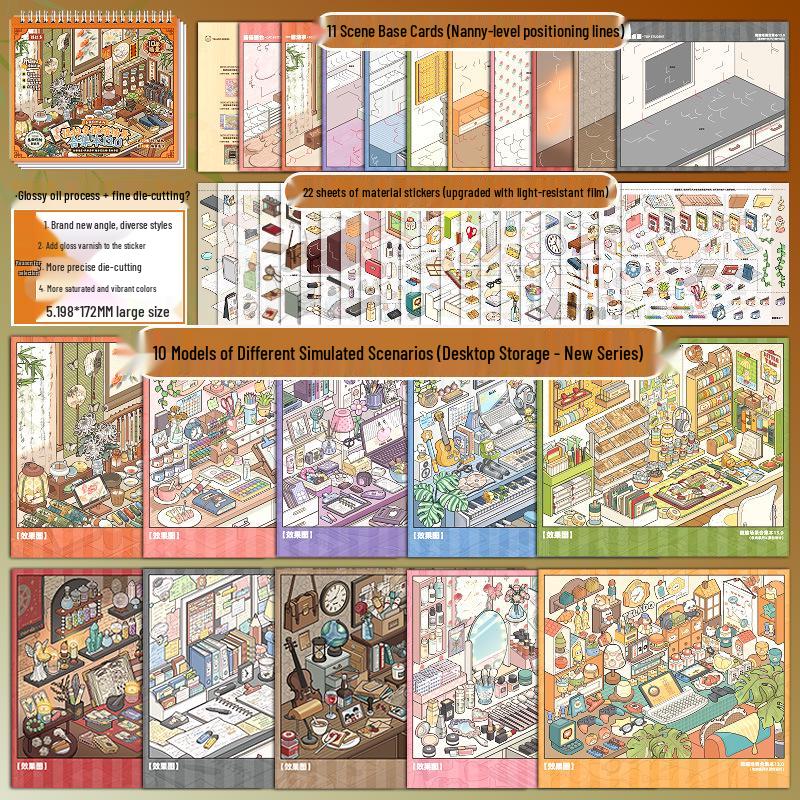 Tirado Miniature Scene Sticker Book 9.0: Fun 3D Cartoon Landscape & House Stickers