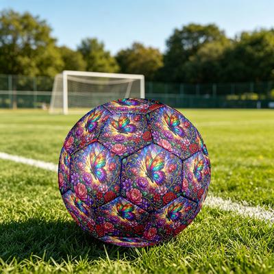 1pc Glass Butterfly Theme Soccer Ball Football, Size 5, Lightweight PVC, Outdoor Training Soccer Ball,Sports Gift T61439