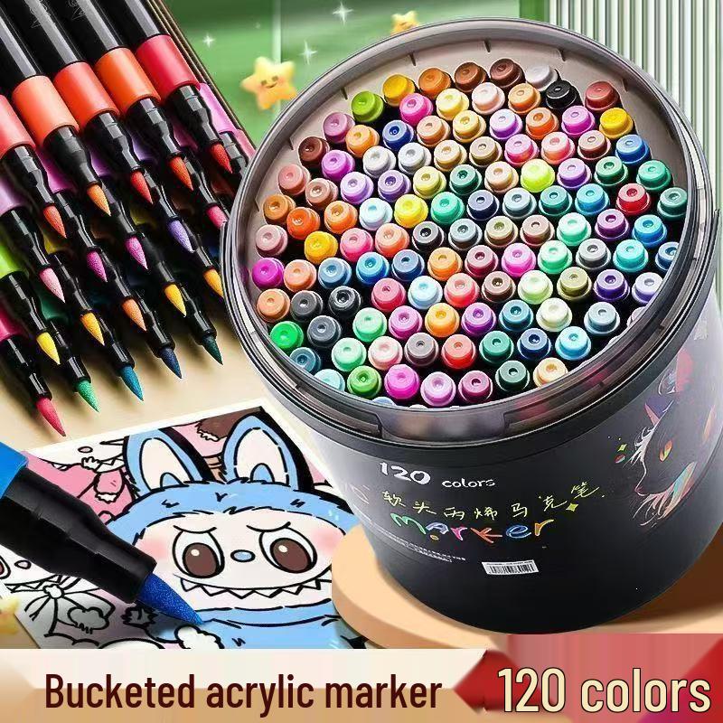 Marcatore Acrilico con Punta Morbida e Corpo Nero: Colori Non Sfumanti e Stratificabili per Bambini e Studenti. Ideale per Arte, Cancelleria e Pittura ad Acquerello.
