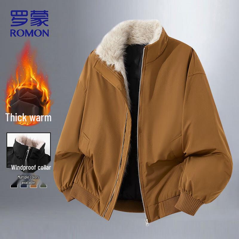 

ROMON Men s Winter Fleece Lined Stand-Collar Padded Jacket 3XL