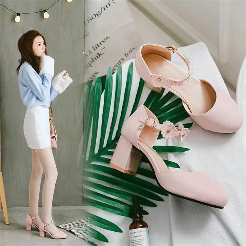 Shoes for Women Summer Elegant Round Toe High Heel Wedding Party Evening PU Leather Casual Comfortable Sandalias De Mujer