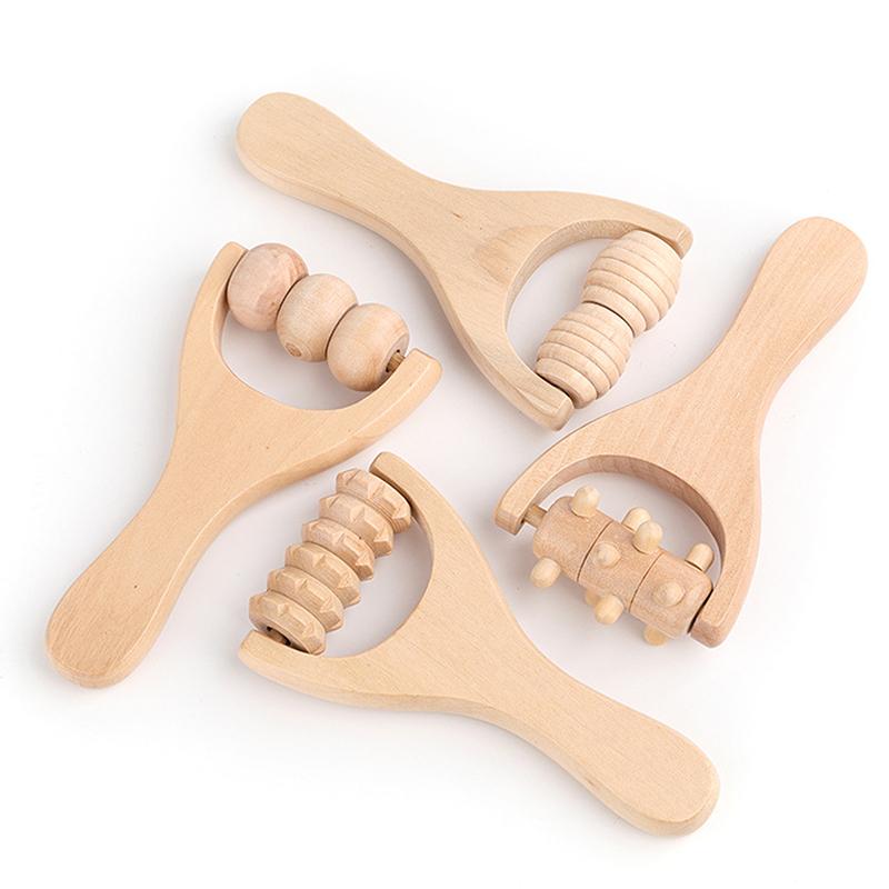Wooden Roller Massager Therapy Body Massager Face Shoulder Neck Hand Push Rolling Massager Body Soothing Relaxing Massage Tools