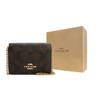 Coach Bolso de Lona con Cadena y Cartera de Cuero con Cadena, Bolso Cruzado, Bolso de Hombro Mini para Mujer Color Marrón Oscuro 6650-IMAA8