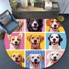 Happy Dog Round Area Rug,Carpet Rug for Living Room Bedroom Sofa Playroom Decor,Non-slip Floor Mat