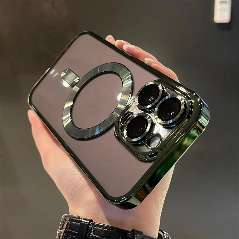 Luxury Magnetic For Magsafe Wireless Charge Plating Clear Case For iPhone 11 12 13 14 15 16 Pro Max Shockproof Silicone Cover