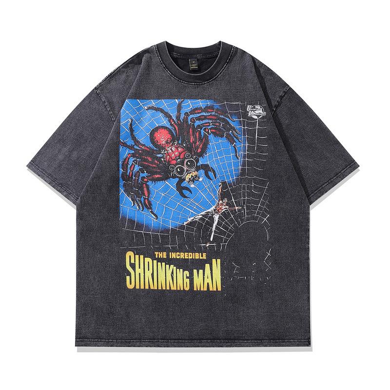 Europäische Und Amerikanische High Street Trendmarke Kurzärmeliges T-Shirt Personalisierter Trend Direktdruck Locker Gewaschenes Unterhemd Herren