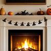 Halloween Wooden Bead Garland with Ghosts and Bats for Spooky Mantel Decorations and Photo Props Haunted House Theme