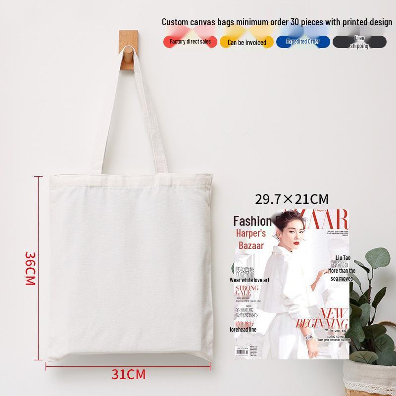 Black Canvas Tote Bag with Logo Print - Eco-friendly for Students