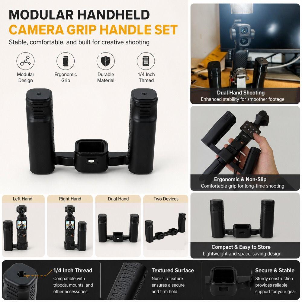 Durable Non-Slip Camera Grip Handle Set for DJI Osmo Pocket 3/4/4p Vlogging Accessory