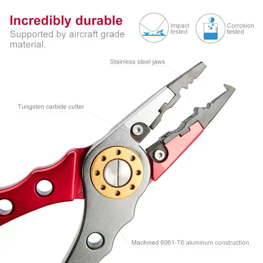 Rebirth PLUS Aluminum Alloy Multifunctional Fishing Pliers - Ring Opener, Line Cutter, and Fish Control Tool for Saltwater Fishing