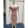 Sexy, elegantes Midikleid mit One-Shoulder-Rüstung für Damen