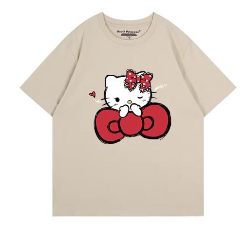 Miniso 2026 Hello Kitty Round neck ShortSleeve TShirt for Women men Couple Summer INS Student LooseFit Leisure Hotselling
