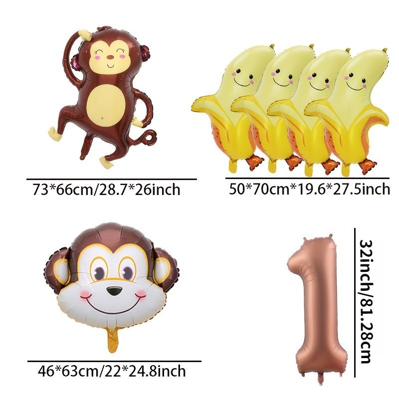 7Pcs Monkey Banana Combination Set Aluminum Film Balloon Jungle Hunting Theme Party Decor Balloon Baby Shower Globos Supplies