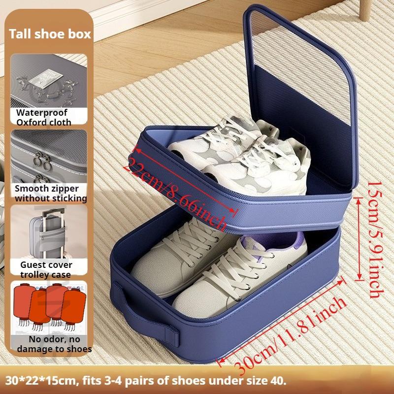 Travel Shoe Organizer Bag Portable 3 Layers Storage Pouch Luggage Accessory for Outdoor Trips Dustproof Space-Saving Shoe Bag