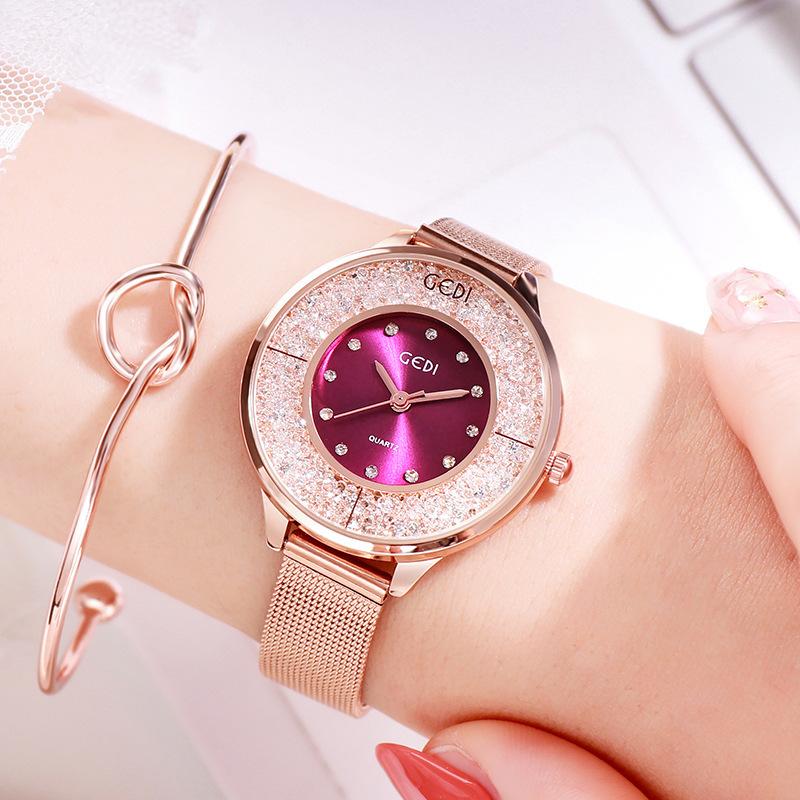 Diamond-Encrusted Women S Watch Temperament Women S Simple Watch Student Colorful Watch лавандовый