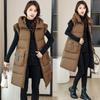 Large Size Autumn and Winter Women's Vest Hooded Mid-length Outdoor Thickened Windproof Warm Vest Loose Sleeveless Jacket Jacket