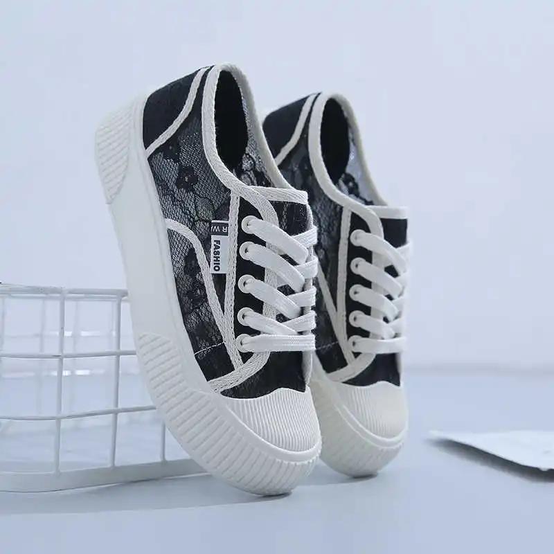 Fashion Height Up Lace Up Black Moccasin Casual Sneakers Black Spring Women's Shoes Size 46 Sports Imported Tenes Bity Cosplay