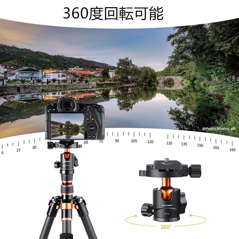 Concept Compact and Lightweight Ball Head with 8kg Weight Aluminum Plate for and Monopod K&F Capacity, Construction, 360° Rotation, 1/4" Screw,