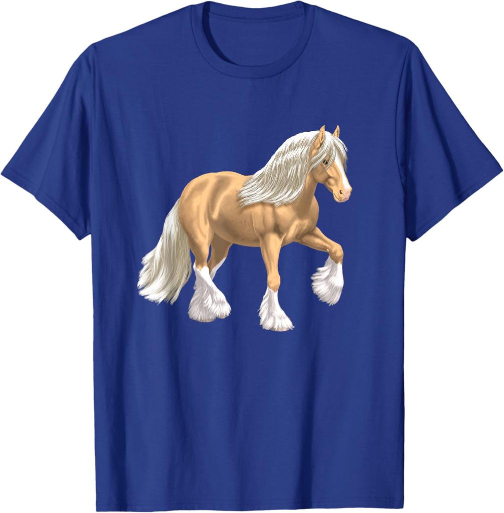 Cob Tinker Horse Graphic Print Round Neck Casual T-Shirt Breathable Lightweight Tee