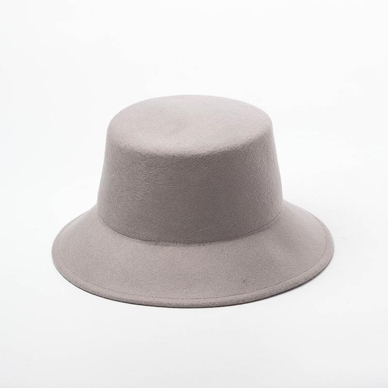 Autumn and winter new fashion woolen basin bucket hat women's casual simple concave felt top hat tide