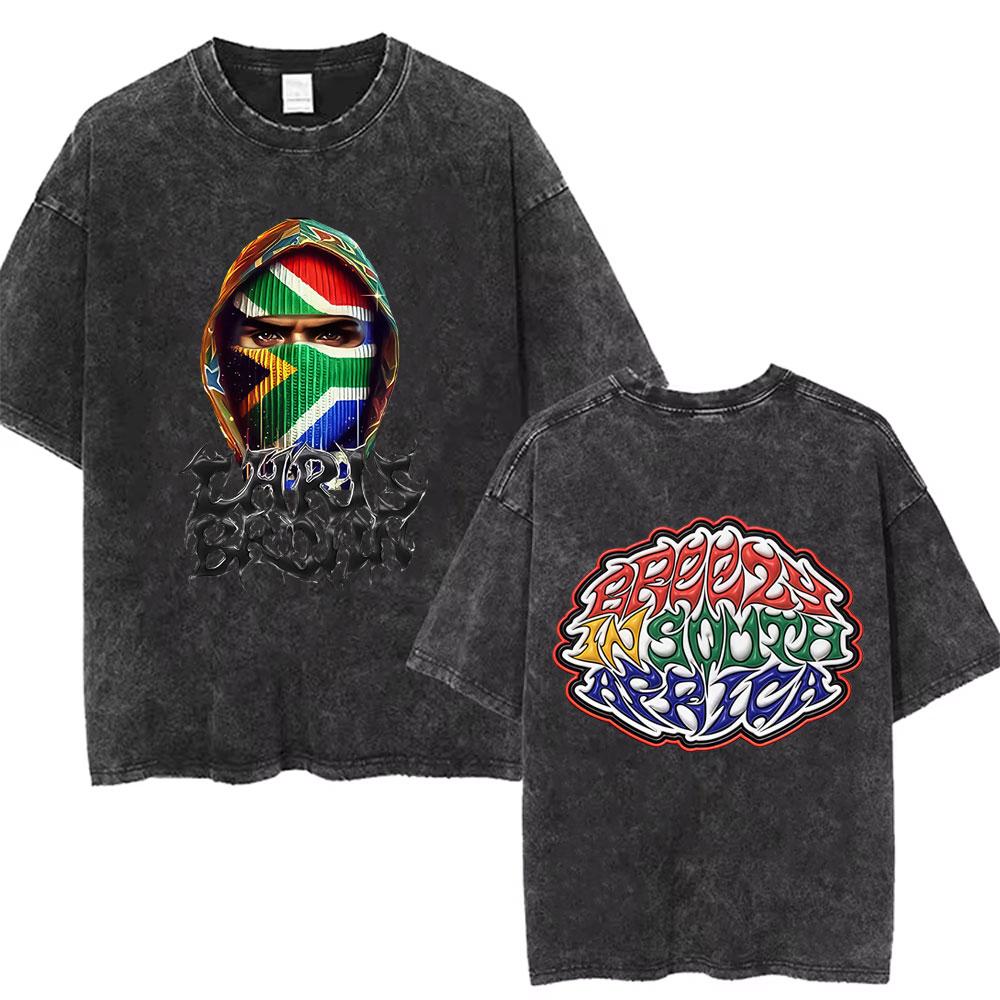 Retro gewaschen Chris Brown Breezy Bowl XX Tour Grafik T-Shirts Herren Hip Hop Mode Freizeit-T-Shirts Unisex Sommer Baumwoll-T-Shirts