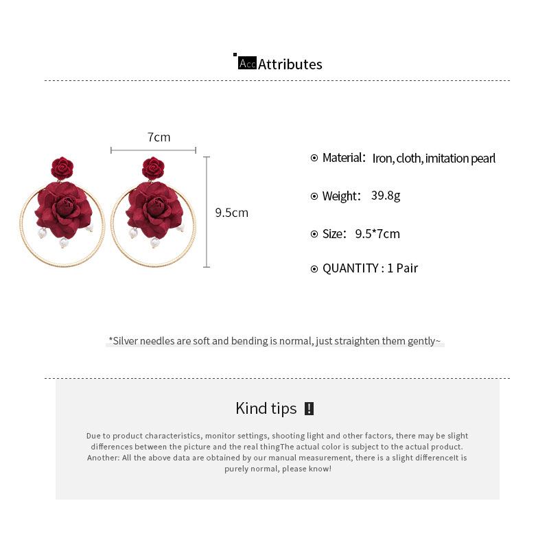 Fabric Rose Pearl Earrings for Women 2025 French Elegant Sweet Temperament Retro Drop Earring High-end Luxury Designer Jewelry