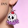 Trendy Theme Party Accessory 1 Pair Acrylic Halloween Earrings for Women, 2D Flat Cute Cartoon Creative Holiday Jewelry Ghost Skull Dangle Drop