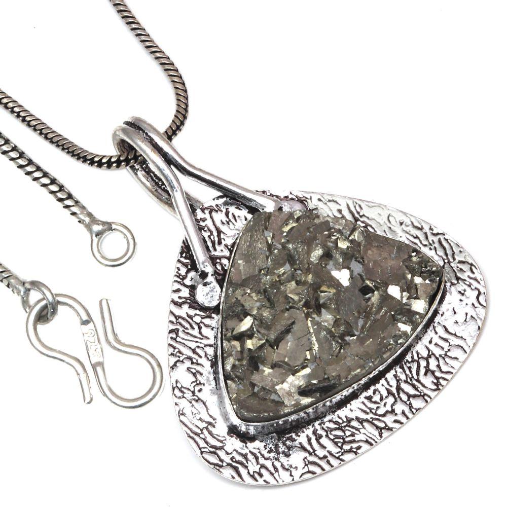 

Necklace Drusy Gemstone Handmade Antique Jewelry 1.75