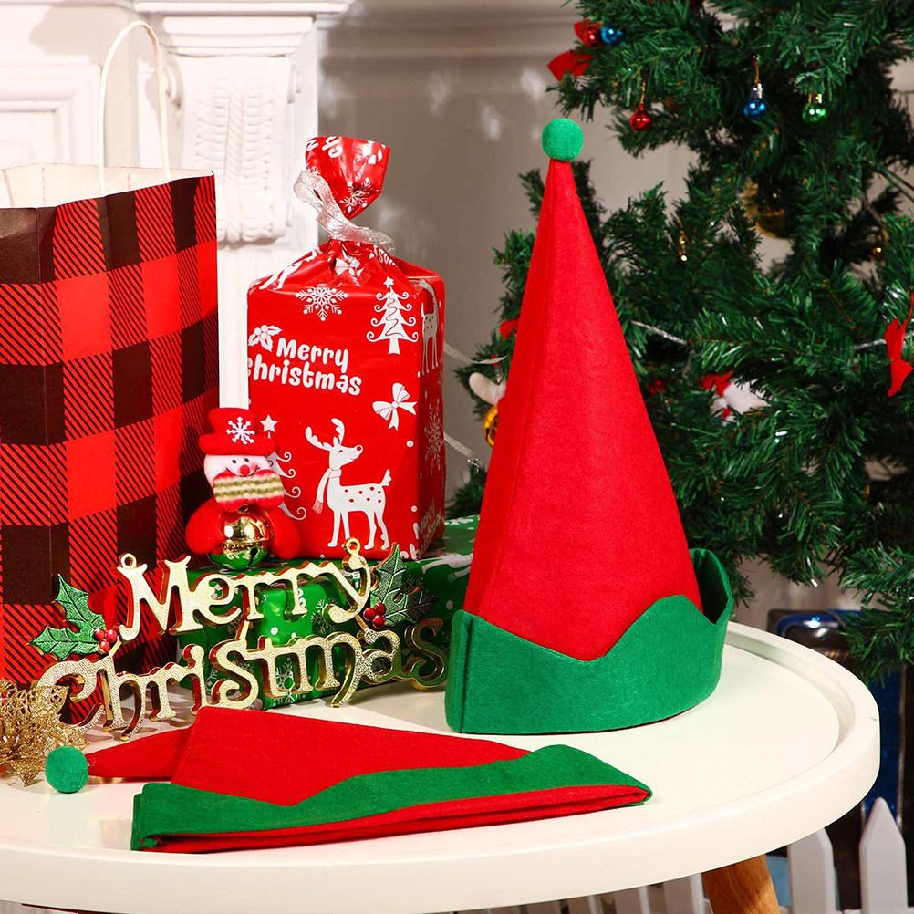 4Pcs Holiday Elf Hats Christmas Themed Party Favors for Adults Costumes Photo Booth Props Festival Decor Supplies