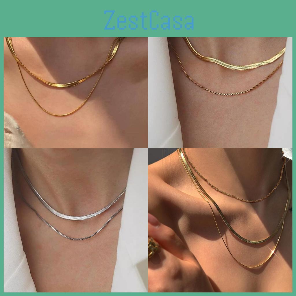 Luxurious Gold And Silver Snake Bone Chain Necklace For Women Featuring A Chic Geometric Shape